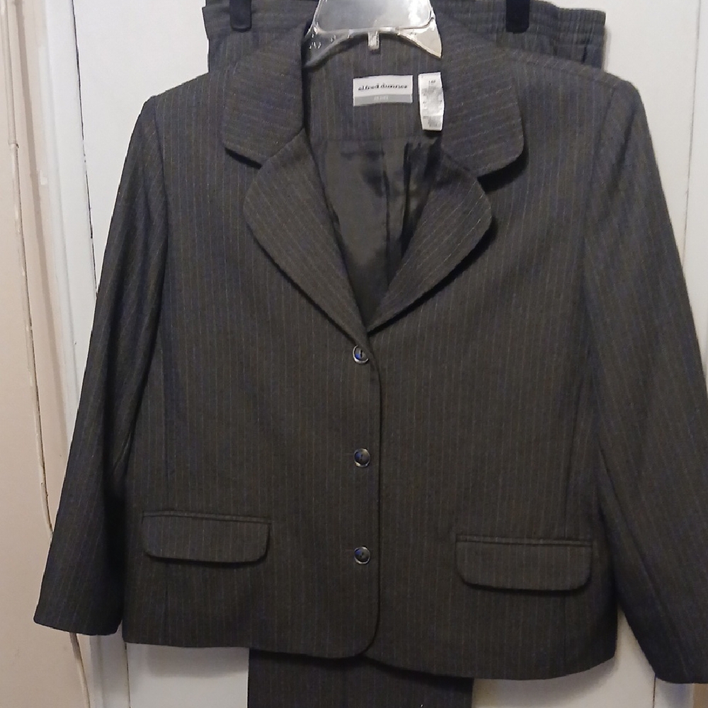Womens 2 Pc Suit - Gray Pinstripe Blazer and Pants Set